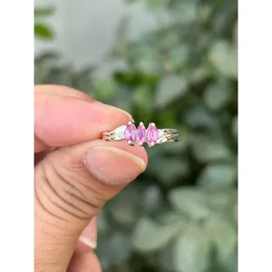 Marquise Cut Pink Sapphire <b>Ring</b> 925 Sterling Silver Handmade Gemstone <b>Ring</b> Wholesale Jewelry Supplier - Product Image 1