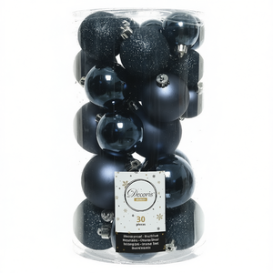 Juego de 30 Bolas de Navidad de Plástico Azul Noche Amicasa 9022991 para Decoraciones Festivas - Product Image 2