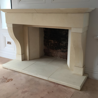 Chimenea de Pared Estilo Art Deco en Piedra Beige, Ecológica, Hecha a Mano, Multifuncional, Decoración para Sala de Estar Interior