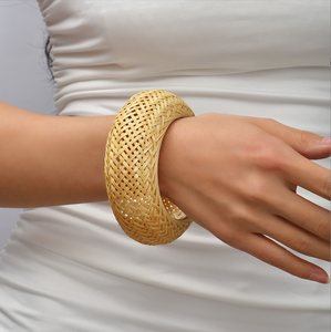 Simple Bohemian Eco-friendly Lightweight Summer Rattan Geometric <b>Cuff</b> for <b>Bracelet</b> Women's Beauty <b>Fashion</b> Gift Made in Vietnam - Product Image 3