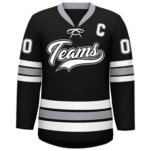 Camiseta de hockey sobre hielo de color negro para hombre, Camiseta deportiva ligera para equipo, uniformes de manga completa flexibles y personalizables - Product Image 1
