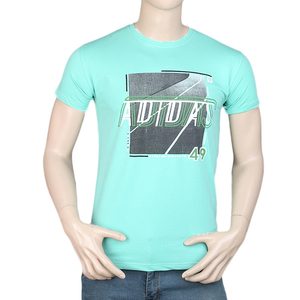 T-shirt imprimé slim fit pour homme - Cyan - Product Image 4