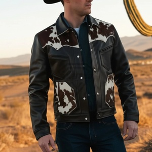 2025 meilleure vente hommes vache cheveux cuir veste poids lourd hiver vêtements d'extérieur respirant élégant haute rue peau de vache cheveux veste - Product Image 1