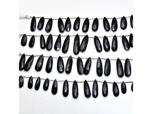 Best Selling Natural <b>Black</b> <b>Onyx</b> Long Pear Briolette Beads Polished Gemstone Beads Bulk Supplier - Product Image 5