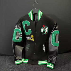 Chaqueta universitaria clásica de béisbol para hombre, hecha a medida con lana y piel de vaca - Product Image 4