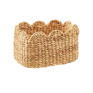 Cubo de jacinto de agua con borde festoneado ecológico tejido a mano para organizar y decorar al por mayor de Vietnam - Product Image 1