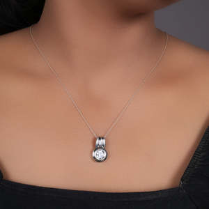 Collier pendentif en argent 925 avec pierre naturelle, taille brillant, serti clos, fait main, chaîne serpent plaquée argent, bijoux classiques pour femme - Product Image 1