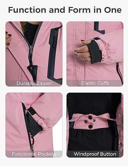 Women's Plus Size Waterproof Ski Jacket Winter Windproof Warm Coat with Hood for Snow Mountain Made of Canvas Fabric