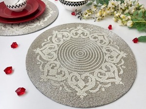 Sous-plats en verre pour assiettes à dîner - Sous-plats ronds dorés à perles - Sous-plats pour mariage Décoration de table - Product Image 2