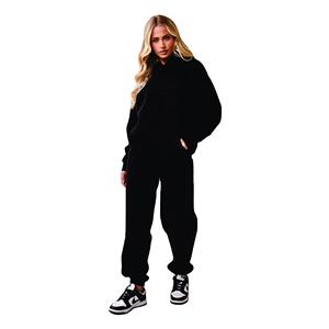 OEM personnalisé sweats à capuche en coton polaire uni en coton brun éponge français ensemble haut à capuche pour femmes - Product Image 1