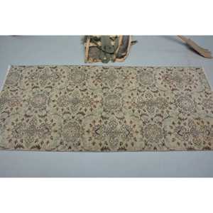 Turkish Accent Rug 3.1x6.8 ft, <b>Brown</b> Camouflage Vintage <b>Wool</b> Rug - Product Image 3