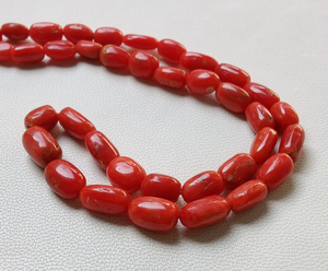 Cuentas de coral italiano natural AAA de 1 hebra, forma ovalada de 16 pulgadas 9X5 a 6X4 cuentas lisas, piedras preciosas de coral - Product Image 6