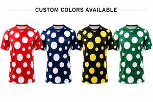 Maillot de football personnalisé à pois rouge et blanc, imprimé moderne, respirant, par sublimation, uniforme d'équipe, vente en gros OEM - Product Image 6