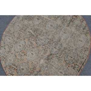 Alfombra turca vintage Beige Marrón 3.9x4.1ft Tejido plano de lana con patrón de retazos para decoraciones de sala de estar - Product Image 5