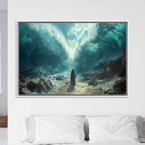 Arte Impreso en Lienzo: Moisés Partiendo del Mar Rojo, Decoración con Escenas Bíblicas, Lienzo con Marco Blanco - Product Image 1