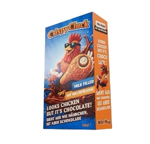Bonbons en gros en forme de poulet croustillant, fourrés au chocolat au lait et à la fraise, pour enfants, prix d'usine, OEM, petit prix - Product Image 1