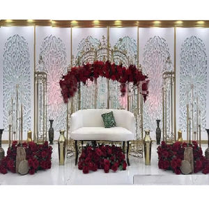 Bague élégante décoration de scène de cérémonie avec panneaux laser grand thème musulman scène de réception décorée scène arabe pour grand mariage - Product Image 1