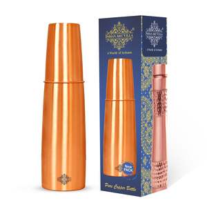 Brown Matte Finish Lacquer Coated Pure <b>Copper</b> Straight <b>Cup</b> with Built-In Glass Insulated Stylish Gift <b>Cup</b> - Product Image 2