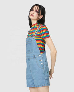 Mono vaquero casual de verano 2025 para mujer, pantalones cortos de mezclilla, overoles transpirables con logotipo personalizado, venta al por mayor, nueva llegada - Product Image 5