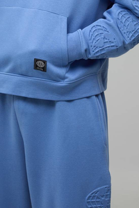 Ensemble sweat à capuche zippé personnalisé avec logo et pantalon taille haute double couche 100 % coton, ensemble jogging oversize pour homme - Product Image 6