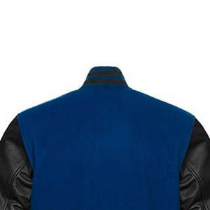 Veste universitaire noire et bleue de luxe sur mesure pour hommes veste universitaire Letterman à manches en cuir pour hommes - Product Image 6