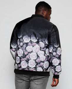Veste universitaire en satin de laine 100% polyester de qualité supérieure Big Tall Black Rose Ombre Printed Bomber With Sublimation Technique - Product Image 3