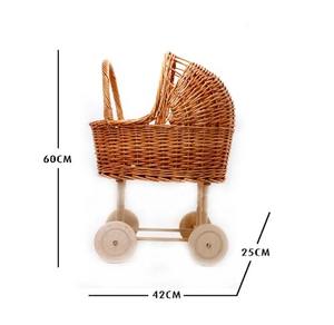 Meilleur prix Poussette de luxe pour bébé Poupée en rotin Landau Jouets Poussette Push Pull Jouets pour bébé Poussette de poupée Jouet pour bébé - Product Image 5