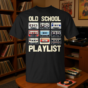 T-shirt promozionale a tema cassetta con playlist Old School - Product Image 3