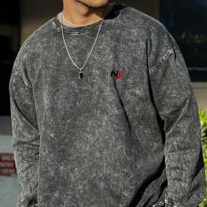 Color sólido Lavado ácido Sudadera Ropa de invierno 100% Algodón Estilo casual Ropa de moda - Product Image 3
