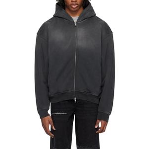 High Street Fashion surdimensionné Double fermeture éclair à capuche pour hommes 500Gsm Sun Faded Vintage Style sweats à capuche brodés Offre Spéciale - Product Image 1