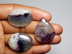 3ชิ้นพลอยฟลูออไรต์ธรรมชาติมีดีไซน์ที่สวยงามและสีเท่ๆคุณภาพสูง fluorite cabochons ล้ำค่า - Product Image 6