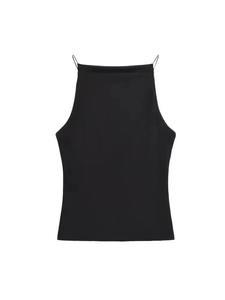 Camisetas sin mangas con cuello Halter para mujer, chaleco sin mangas, correas finas, camisola femenina, color sólido, moda - Product Image 5