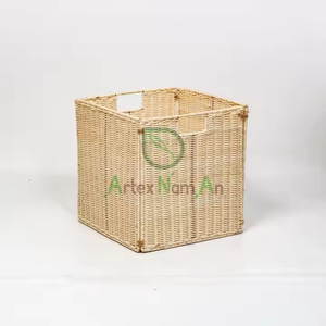 Cesta de almacenamiento de ratán cuadrada plegable, ideal para organizar artículos en el hogar y la Oficina - Product Image 5