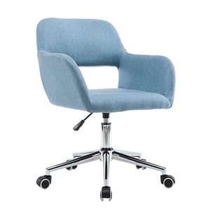 Chaise de bureau contemporaine rembourrée BFG049 avec base pivotante, hauteur réglable, appuie-tête et piètement en métal chromé pour usage domestique - Product Image 1