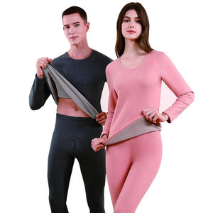 Conjunto de ropa interior térmica ajustada informal para hombre, de lona transpirable, cuello levantado, cierre de cremallera, logotipo frontal bordado, sólido de invierno - Product Image 3