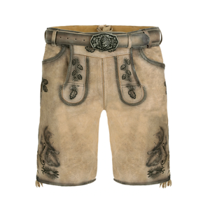 Asequible para hombre tradicional alemán Trachten Oktoberfest Attire Bavarian Lederhosen hecho de cuero de ante de cabra - Product Image 1