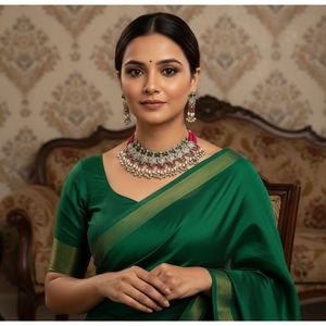 Parure de bijoux raffinés Swadeshi Pitara Tribal Tales Kempstone Jari Dori avec perles d'eau douce - Combinaison exquise collier et boucles d'oreilles - Product Image 5