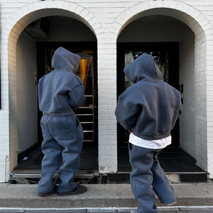 Custom 400gsm <b>Baggy</b> <b>Jogger</b> And Hoodie Track Suit Oversized Unisex Sweatpants Set Fleece Cotton Tracksuit - Product Image 2