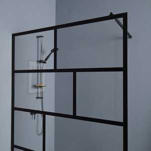 100CM Clear Glass and <b>Black</b> Frame Walk-In Shower <b>Bathroom</b> <b>Sets</b> - Product Image 5