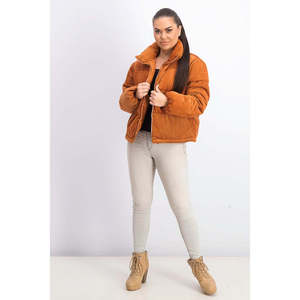 Collezione B Giacca Corta Imbottita in Velluto a Coste per Ragazzi, Colore Ocre, Taglia Media, Invernale, Antivento, con Cappuccio, Collo Alto, Reversibile, in PU, Calda e Corta - Product Image 3