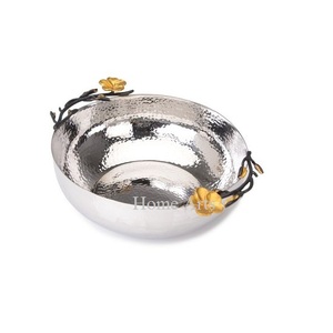 Aluminium Hammered <b>Dessert</b> <b>Bowl</b> With Leaf Stand Round Shape Tableware Chocolates Serving <b>Bowl</b> By Home Arts - Product Image 5