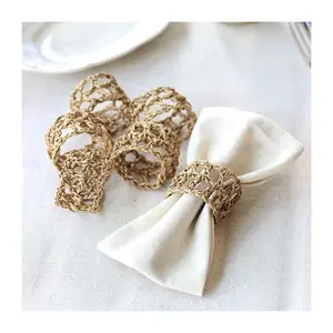 顶级供应商晚餐配件花卉热带餐巾戒指套装装饰编织戒指