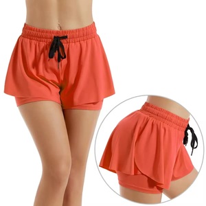 Shorts de performance pour femmes à double couche et double compression avec cordon de serrage, mini-short pour l'entraînement général en salle de sport - Product Image 4
