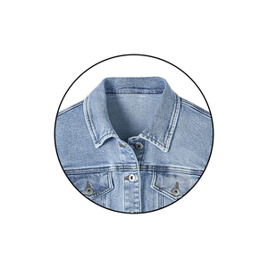 Veste en jean décontractée pour femmes OEM Manteau boutonné d'automne sur la taille avec longueur longue ou courte pour les dames - Product Image 2