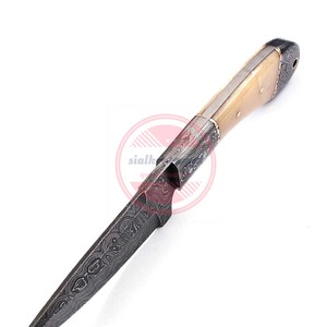 มีดสกินเนอร์เหล็กดามัสกัสกระเป๋านักล่ามีดคงที่พร้อมปลอกหนัง - Product Image 4