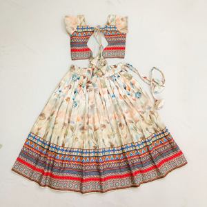 Shoryam Fashion Nouvelle Collection Ensemble Lehenga Choli pour Enfants Imprimé Floral Numérique Tenue de Fête Ethnique pour Filles Boutique Longueur Ras du Sol - Product Image 2