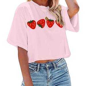 เสื้อยืดเอวลอยแขนยาวสำหรับผู้หญิงเสื้อเอวลอยพิมพ์โลโก้เสื้อยืดผ้าฝ้ายโพลีเอสเตอร์ใหม่สำหรับผู้หญิงระบายอากาศได้ดี - Product Image 5