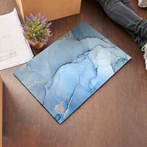 Alfombras de Mármol en Tonos Azules, Alfombras Brillantes, Alfombra Estampada, Alfombra de Terciopelo de Lujo - Product Image 5