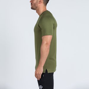 Ropa deportiva de gimnasio personalizada para hombre Camiseta de entrenamiento al por mayor con cuello redondeado Fitness activo Estilo deportivo ajustado - Product Image 3