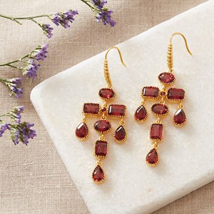 Pendientes de Plata de Ley 925 Originales, Diseño de Aro con Granate, Modernos, Elegantes, para Regalo o Fiesta - Product Image 2